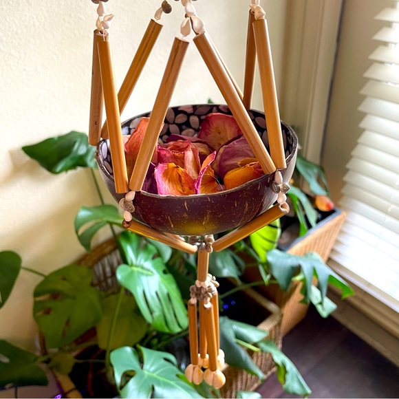 Seashell Bamboo Hanging Plant Holder Macrame Shell Braided Pot Hanger Boho - Picture 1 of 11